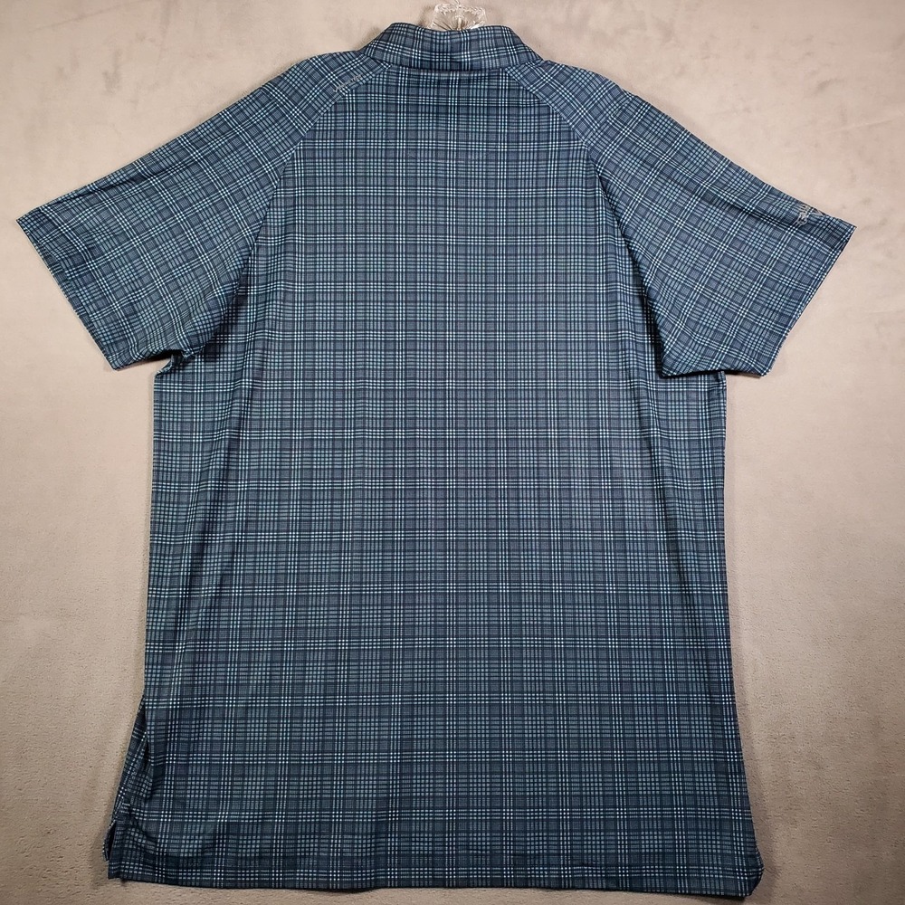 Callaway Golf Polo Shirt Mens LT Blue Green Plaid Performance Active Stretch - Picture 2 of 8